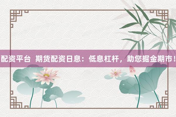 配资平台  期货配资日息：低息杠杆，助您掘金期市！